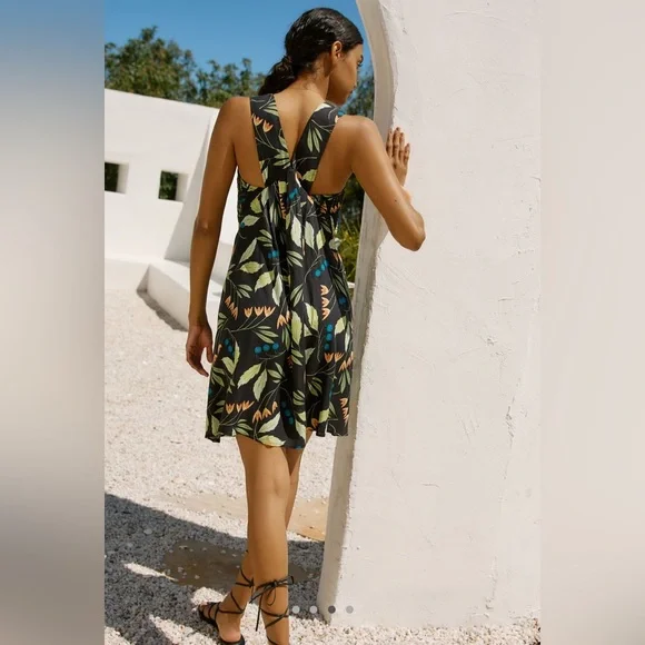 Anthropologie Black Floral Mini Dress - Picture 3 of 7